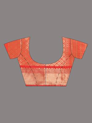 orange brocade saree with intricate borders 4