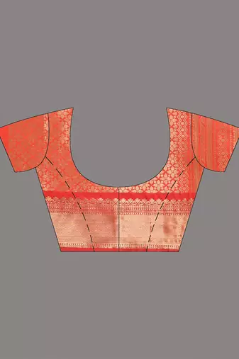 orange brocade saree with intricate borders