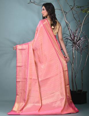 pink brocade saree with intricate borders 3