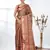 brown brocade saree with intricate borders