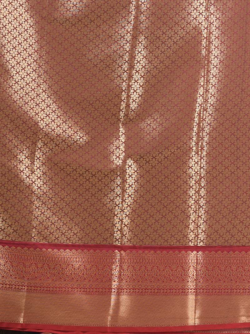 brown brocade saree with intricate borders