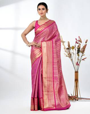 purple brocade saree with intricate borders 1