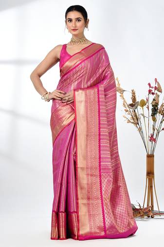 purple brocade saree with intricate borders