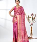 purple brocade saree with intricate borders