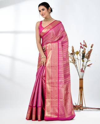 purple brocade saree with intricate borders 2