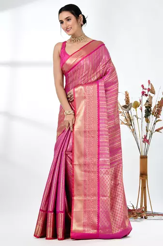 purple brocade saree with intricate borders