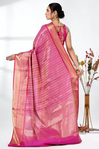 purple brocade saree with intricate borders
