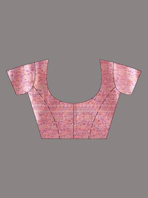 elegant pink tissue saree with intricate border 5