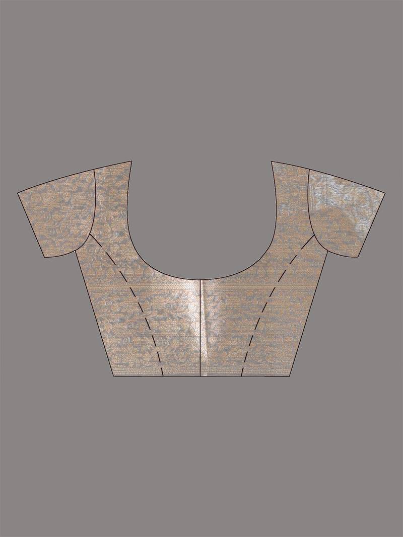 elegant grey tissue saree with intricate border