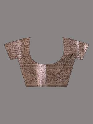 elegant brown tissue saree with intricate border 4