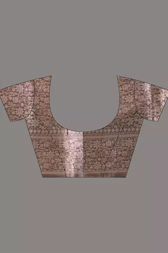 elegant brown tissue saree with intricate border