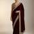 wine velvet saree with zari embroidered border