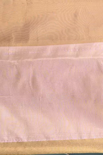 golden tissue brocade saree with pink border