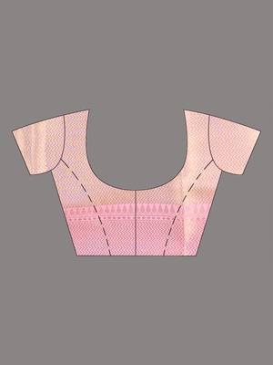 golden tissue brocade saree with pink border 5