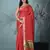 red catlon soft art silk saree with checkered pattern