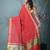 red catlon soft art silk saree with checkered pattern