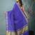 blue catlon soft art silk saree with checkered pattern