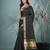 black catlon soft art silk saree with checkered pattern
