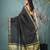 black catlon soft art silk saree with checkered pattern