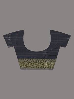 black catlon soft art silk saree with checkered pattern 5