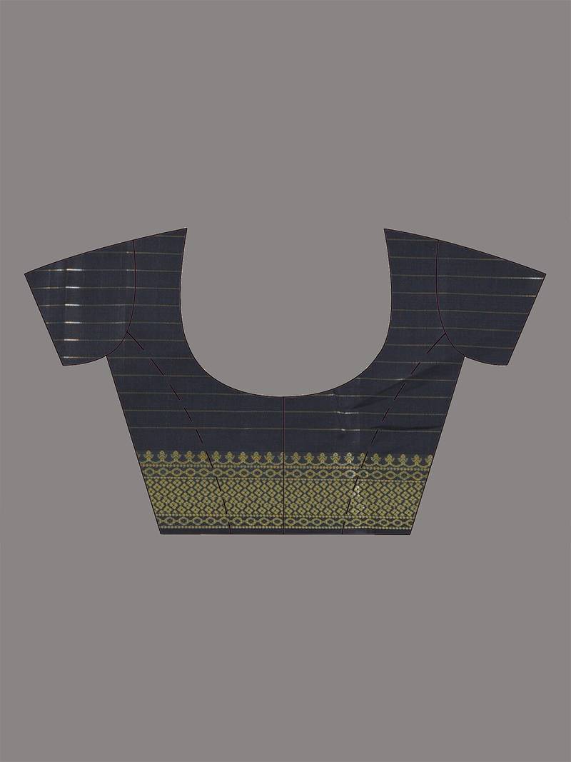 black catlon soft art silk saree with checkered pattern