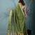 sap green catlon soft art silk saree with checkered pattern