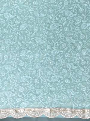 sea green chanderi silk blend saree with embroidered floral design 4