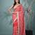 red chanderi silk blend saree with embroidered floral design
