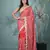 red chanderi silk blend saree with embroidered floral design
