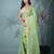 green chanderi silk blend saree with embroidered floral design