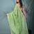 green chanderi silk blend saree with embroidered floral design