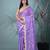 violet chanderi silk blend saree with embroidered floral design