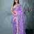 violet chanderi silk blend saree with embroidered floral design