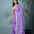 violet chanderi silk blend saree with embroidered floral design