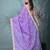 violet chanderi silk blend saree with embroidered floral design
