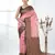 pink georgette saree with red and gold border