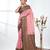 pink georgette saree with red and gold border