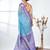 sky blue organza saree with floral motifs and blue border