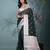 green organza saree with floral motifs and sea green border