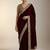 dark plum velvet embroidered designer saree 
