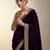 dark plum velvet embroidered designer saree 