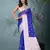 blue organza saree with floral motifs and sea green border