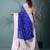 blue organza saree with floral motifs and sea green border