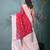 fuchsia organza saree with floral motifs and sea green border