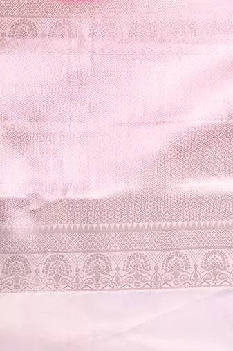 fuchsia organza saree with floral motifs and sea green border