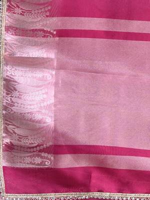 fuchsia tissue saree with intricate silver zari border 4