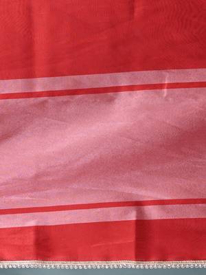 red tissue saree with intricate silver zari border 4