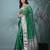 green tissue saree with intricate silver zari border