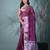 purple tissue saree with intricate silver zari border