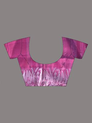 purple tissue saree with intricate silver zari border 5